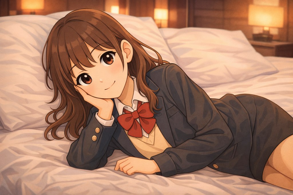 十三ラブホ　ベッド上